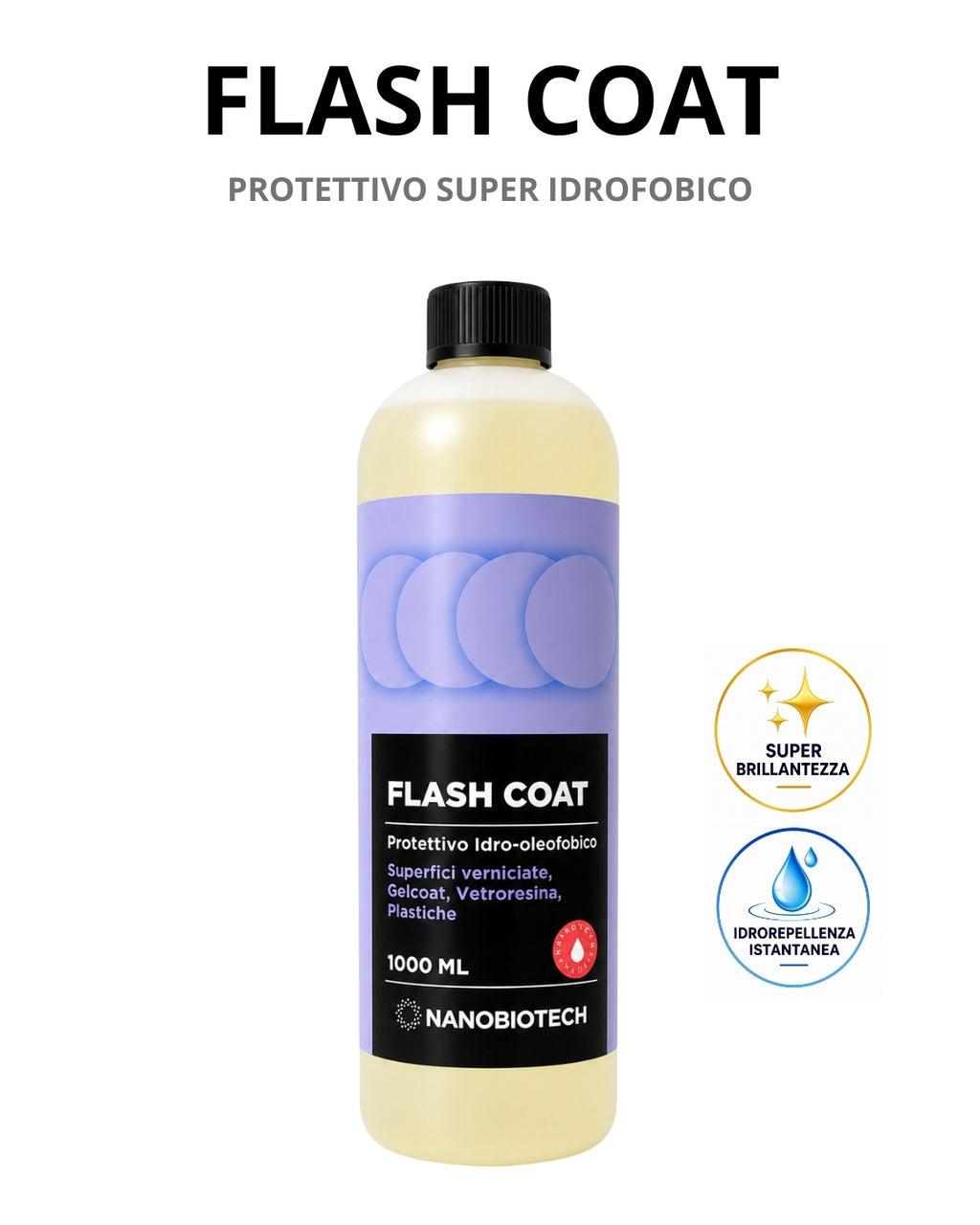 FLASH-COAT PROTETTIVO SPRAY - APPLICAZIONE RAPIDA - EFFETTO SUPER IDROFOBICO, ESTREMA BRILLANTEZZA, PER VERNICE - GELCOAT - VETRORESINA - PLASTICHE - PER AUTO E IMBARCAZIONI-[15]