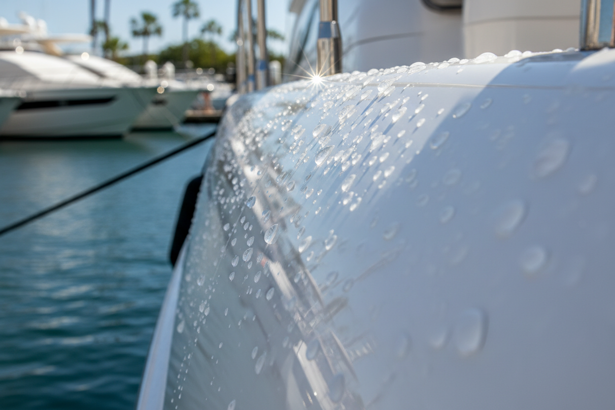 Yacht bianco - Effetto superidrofobico